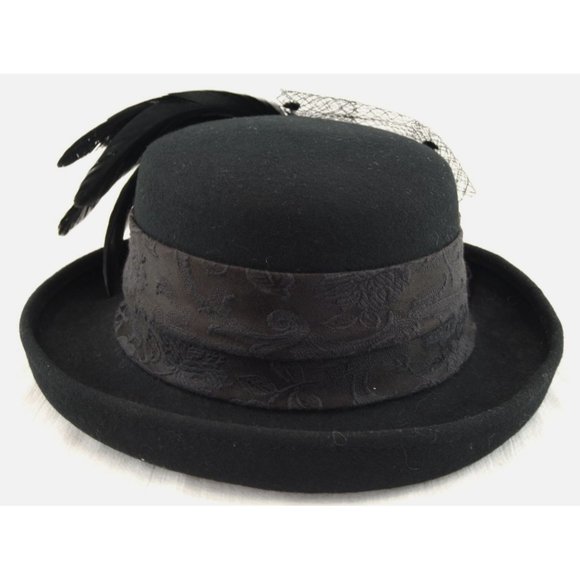 VTG Deborah Rhodes Mocha Feathered Sunday Hat | Black - Picture 5 of 7